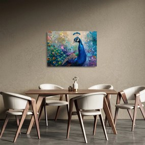 Tablou pe sticlă - Pictura de un păun (70x50 cm)