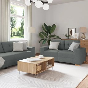 vidaXL Set canapea, 3 piese, perne gri închis, textil