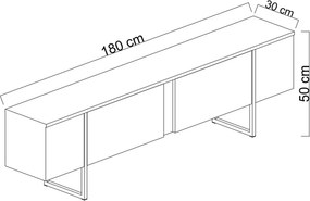 Comoda TV, Hanah Home, Luxe, 180x30x50 cm, Pin Atlantic / Negru