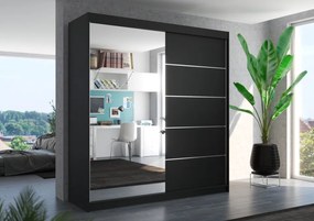 Dulap cu usi glisante si oglinda 200x215 cm, Oliver, ADRK Furniture (Culoare: Alb)