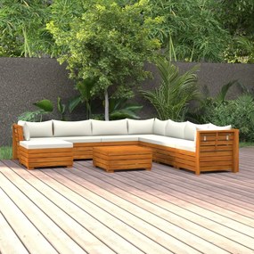 3087297 vidaXL Set mobilier grădină cu perne, 9 piese, lemn masiv de acacia