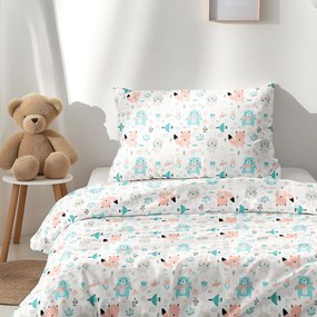Goldea lenjerie de pat pentru copii din 100% bumbac - animale în culori pastelate 140 x 200 și 70 x 90 cm
