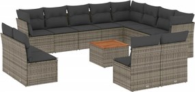 vidaXL Set mobilier de grădină cu perne, 13 piese, gri, poliratan