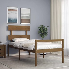 3195344 vidaXL Cadru de pat cu tăblie, maro miere, 100x200 cm, lemn masiv