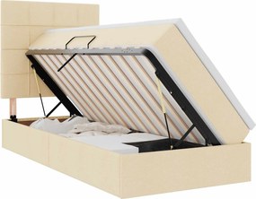 vidaXL Pat cu saltea și LED cu saltea Creme 100 x 200 cm Poliester