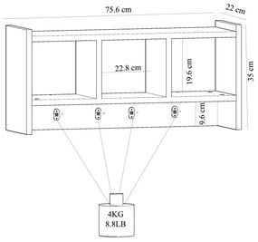 Cuier de perete Dekube 1 (alb) . 1093109