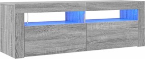 vidaXL Comodă TV cu lumini LED, gri sonoma, 120x35x40 cm