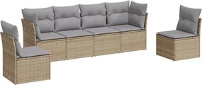 vidaXL Set canapele de grădină cu perne, 6 piese, bej, poliratan