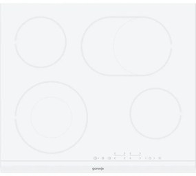 Plita vitroceramica incorporabila Gorenje ECT643WCSC, 7000W, 4 zone HighLight, 8 trepte, BoilControl, StopGo, Alb