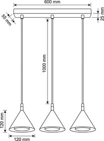 Brilagi - Lustru suspendat pe cablu CONE TRIPLE 3xGX53/15W/230V auriu