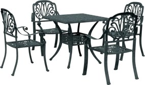 vidaXL Set mobilier de grădină, 5 piese, verde, aluminiu turnat