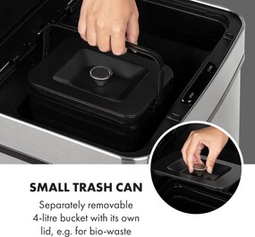 Klarstein Touchless, coș de gunoi, cu senzor, 72 de litri, 4 recipiente, ABS/PP/oțel inoxidabil