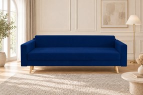 Canapea extensibilă Carina catifea, bleumarin, cu ladă de depozitare