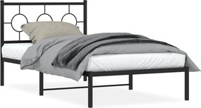 vidaXL Cadru de pat metalic cu tăblie, negru, 100x190 cm