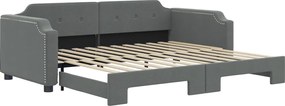 vidaXL Pat de zi cu extensie, gri închis, 80x200 cm, textil