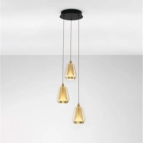 Lustra moderna cu 3 pendule LED, Metal, Sticla, Champaign, ALISH