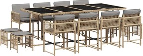 vidaXL Set mobilier grădină cu perne, 13 piese, bej combinat poliratan