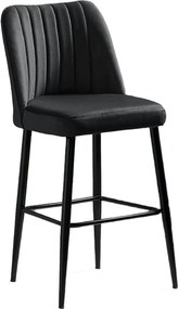 Set 2 scaune bar VENTO, gri antracit/negru, stofa catifelata/metal, 49