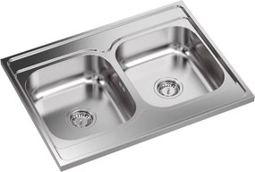 Chiuveta inox incastrata Quadron Sean 120 2 cuve finisaj inox satinat 80x60 cm