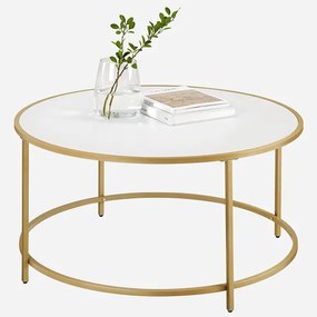 Masuta De Cafea Rotunda, Alb Auriu, 84 Cm