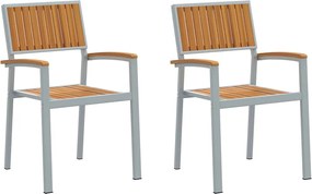 vidaXL Scaun stivuibil 2 pcs Maro 56 x 57 x 87 cm Lemn Solid de Acacia