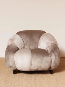 Fotoliu lounge taupe din catifea, „Mercurio”