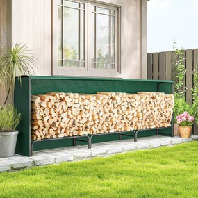 Outsunny Suport Lemne de 1m³ Reglabil cu Acoperire Impermeabilă 300x36x99 cm | Aosom Romania