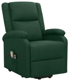 329715 vidaXL Fotoliu masaj rabatabil vertical, verde închis, material textil