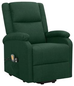 329715 vidaXL Fotoliu de masaj cu ridicare, verde închis, material textil