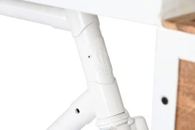Consolă vintage tip bar din metal alb antichizat și lemn de mango, „Bycicle"