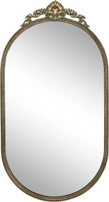 Oglindă din metal cu margine tip perlă și decor, finisaj alamă antichizată, 51×3×97,5 cm