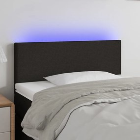 3121308 vidaXL Tăblie de pat cu LED, negru, 80x5x78/88 cm, textil