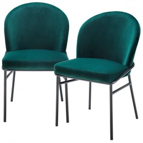 Set de 2 scaune design modern Willis, catifea Savona verde inchis 113775 HZ