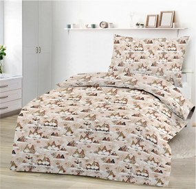 Lenjerie de pat din bumbac maro CHRISTMAS ELF Dimensiune lenjerie de pat: 70 x 90 cm | 140 x 200 cm