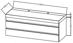 Set mobilier suspendat si lavoar, Kolpasan, Naomi, 120 cm, natural wood