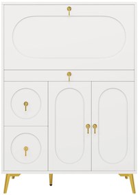 Bufet modern cu uși pliante, Alb | Aosom Romania