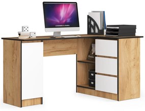 Masă PC de colț Bienvenida (stejar craft + alb) (D). 1117081