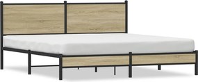 vidaXL Cadru de pat metalic fără saltea, stejar sonoma, 160x200 cm