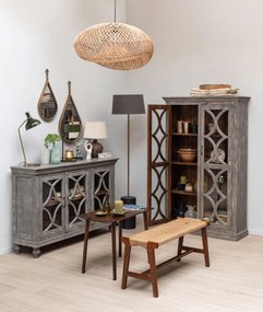 Vitrina din lemn de mango, metal si sticla, cu 2 usi, cu aspect vintage, Villeneuve
