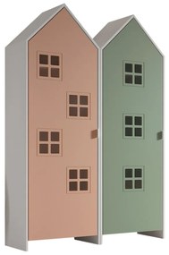 Set 2 dulapuri pentru copii Casami Bruges tip căsuță de plajă – Comfy Pink și Entangled Green – Vipack