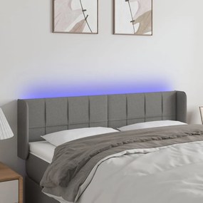 3123235 vidaXL Tăblie de pat cu LED, gri închis, 147x16x78/88 cm, textil