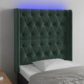 Tablie de pat cu LED, verde inchis, 83x16x118 128 cm, catifea 1, Verde inchis, 83 x 16 x 118 128 cm