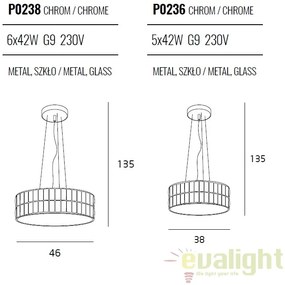 Lustra suspendata design elegant 46cm DIAMANTE II P0238 MX
