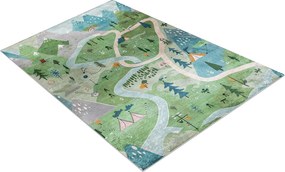 BAMBINO 61550 covor lavabil Pădure, străzi, munți pentru copii anti-alunecare - verde / gri