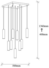 Lustră TEMPO cu cablu 9xE27/40W/230V, auriu