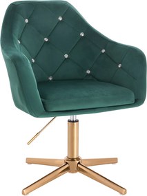 HR830CCROSS Scaun Verde Catifea cu Bază Aurie