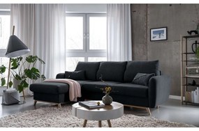 Colțar extensibil cu șezlong pe partea stângă Miuform Scandic Lagom, gri închis