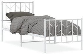 374494 vidaXL Cadru de pat metalic cu tăblie de cap/picioare  alb, 75x190 cm
