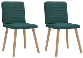 vidaXL Scaune de bucătărie, 2 buc., verde închis, material textil
