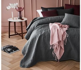 Cuvertură de pat gri de o singură culoare cu cusături 200 x 220 cm